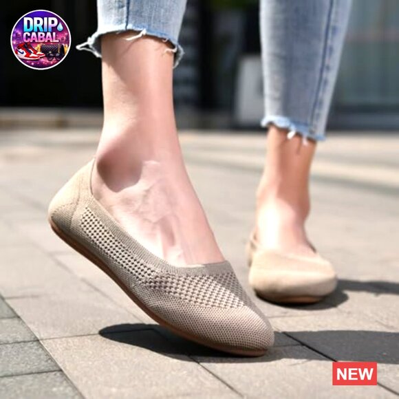 Knit Ballet Flats with Memory Foam, Slip-On Walking Shoes